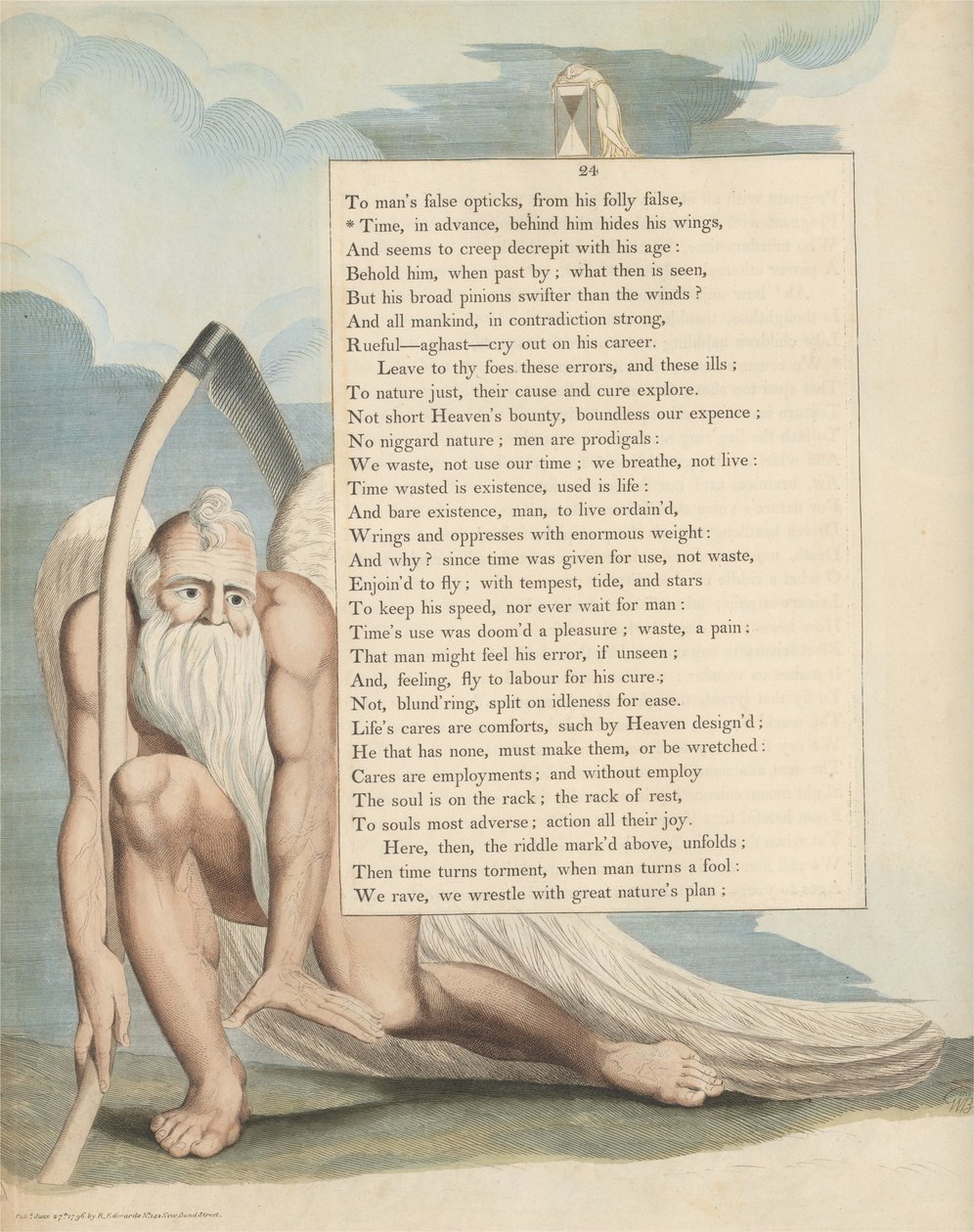 Youngs Night Tanker, Side 24, Tid, på forhånd, bak ham skjuler vingene hans av William Blake