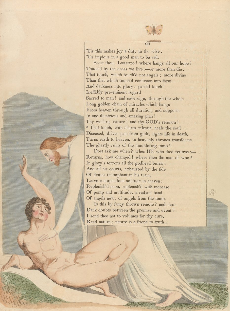 Youngs Night Tanker, Side 90, Den berøringen, med sjarm himmelsk helbreder sjelen av William Blake