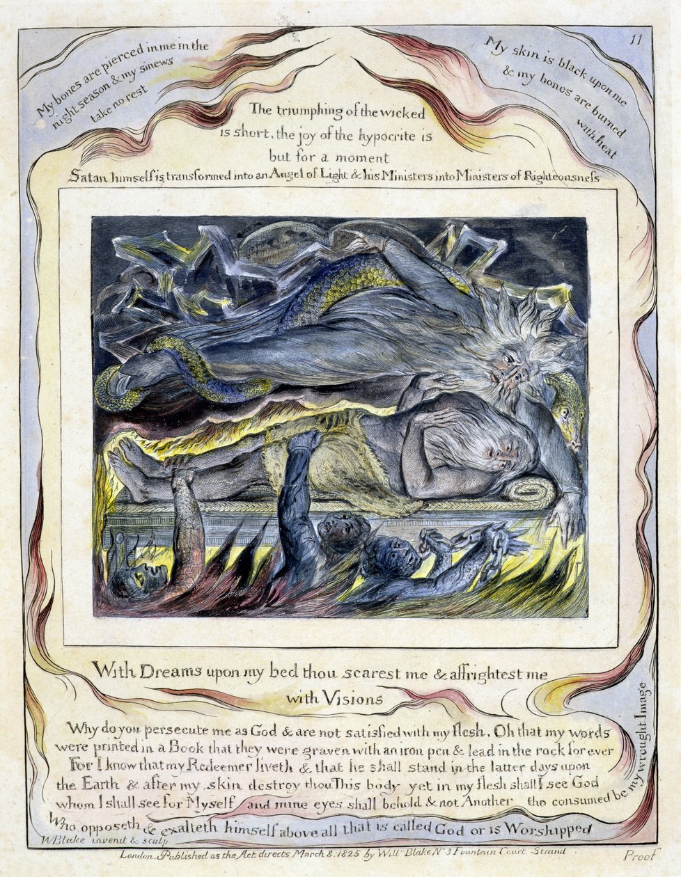 plate 11 Jobs bok, 1825 (gravering, wc og vask) av William Blake