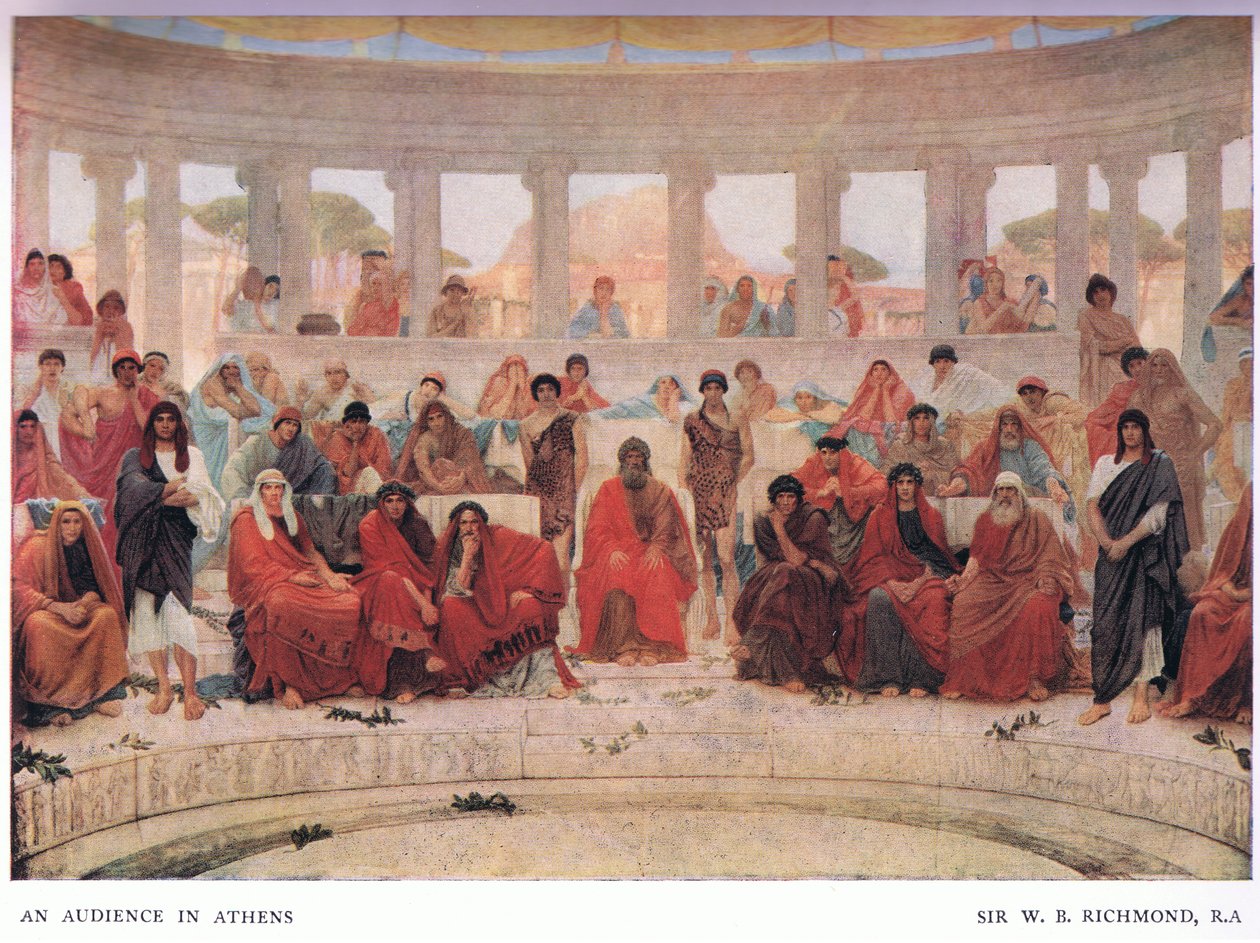 Et publikum i Athen under representasjonen av Agamemnon, fra The Gresham Publishing Company Ltd, 1920 av William Blake Richmond