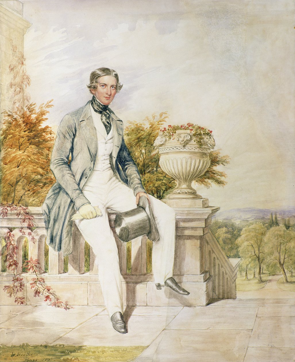 Portrett av en sittende herre på en terrasse, 1843 av William Bootham