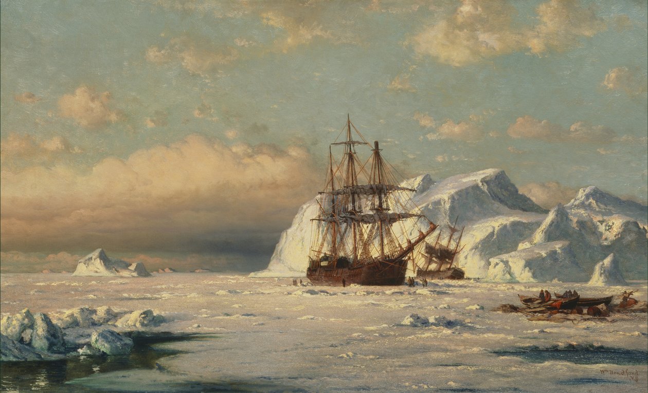 Fanget i isflakene (Melville Bay Grønlandskysten), etter 1870 av William Bradford