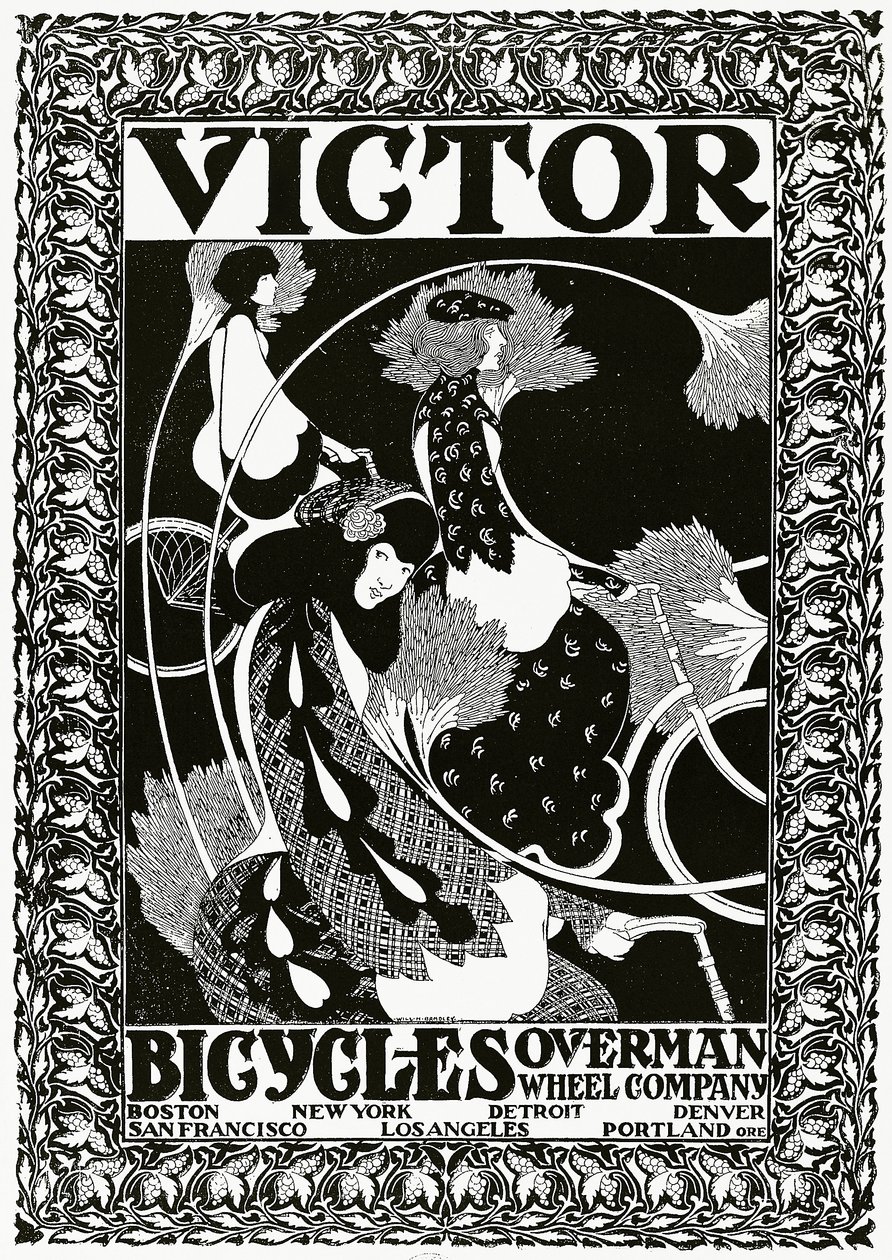 Plakat som reklamerer for Victor Bicycles, 1895 av William Bradley