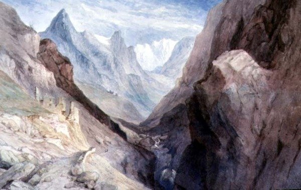 Utsikt over Monte Viso og kilden til elven Po av William Brockedon