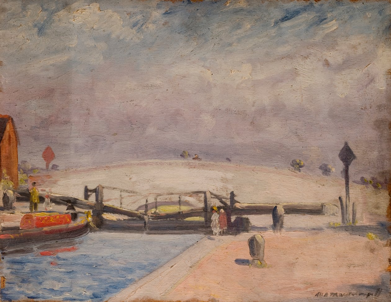 Canal Scene, Welton Lock and Lodge, 1927 av William Brown MacDougall