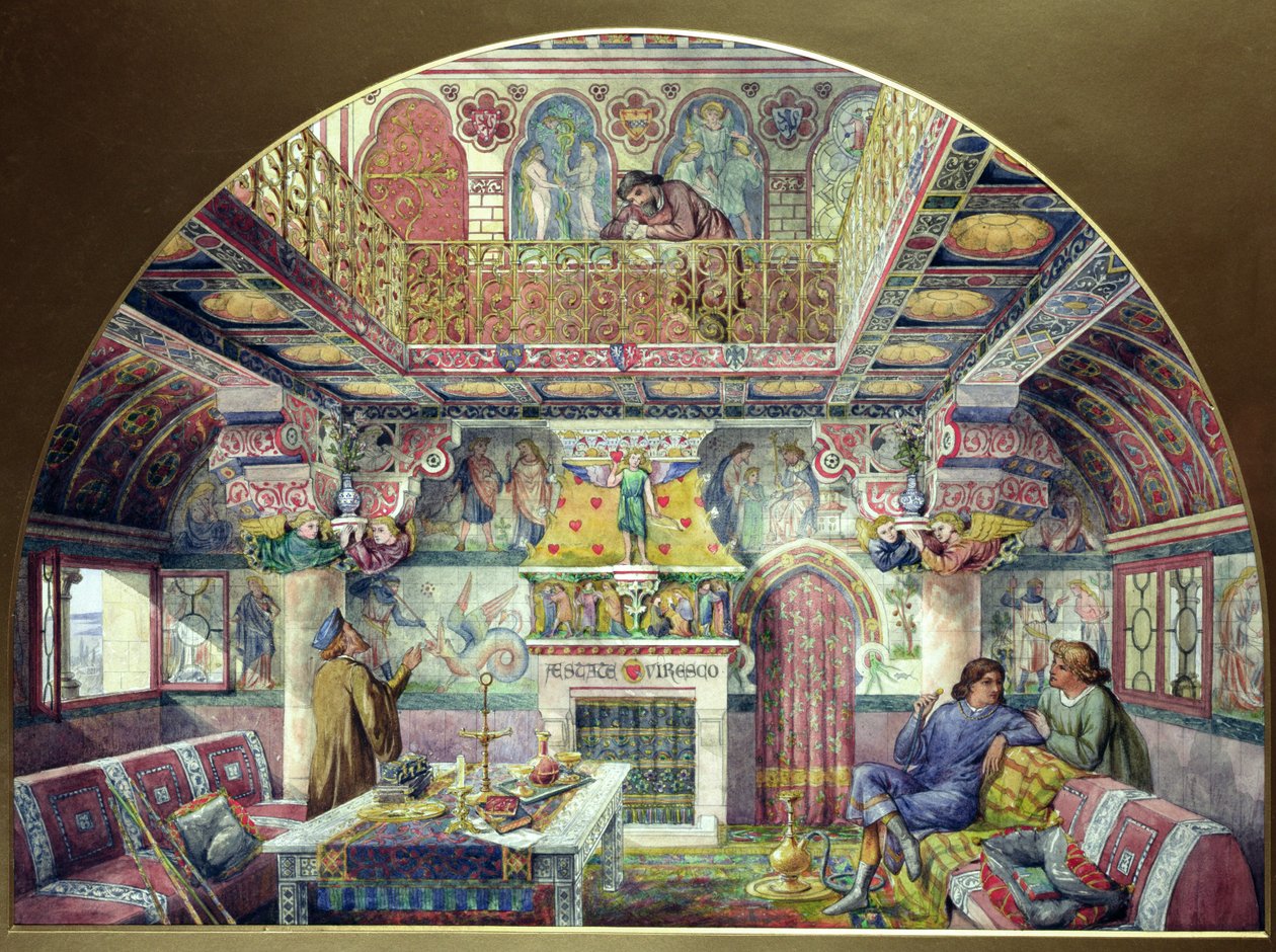 Design for dekorasjon av sommerrøykerom på Cardiff Castle, 1870 av William Burges
