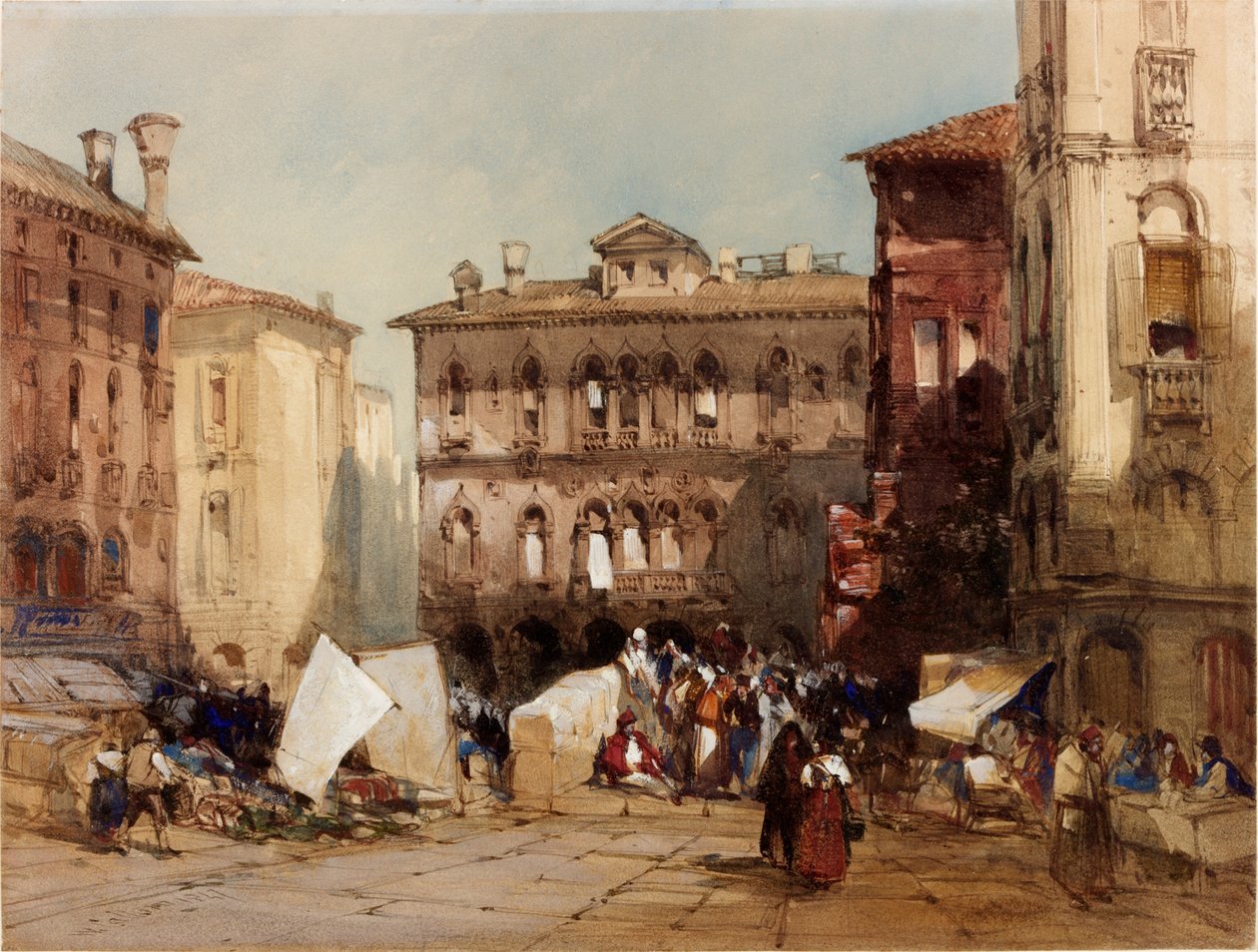 Palazzo Falier, Venezia, 1847 (bc og wc på papir) av William Callow