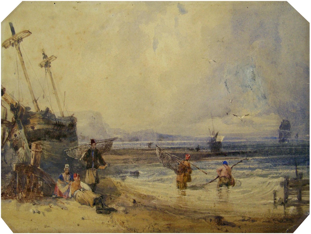 Seascape med fem figurer av William Callow