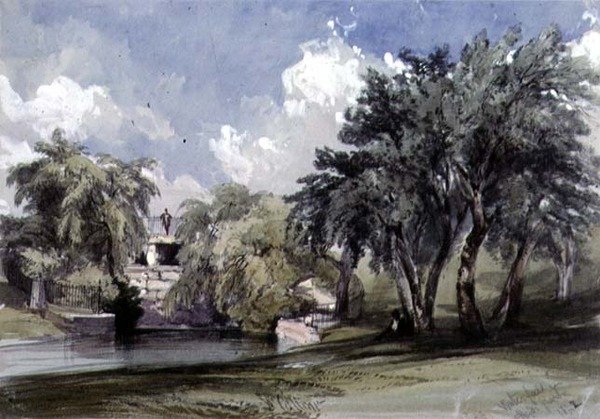 Fossen i Hyde Park (wc på papir) av William Callow