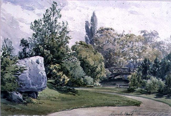 Utsikt i den botaniske hagen, Regents Park av William Callow
