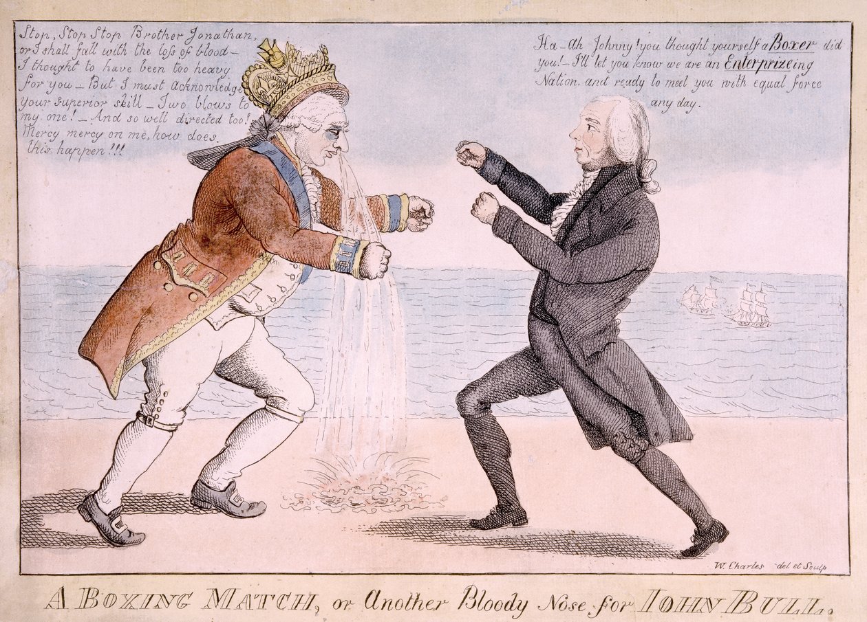 En boksekamp eller en annen blodig nese for John Bull av William Charles