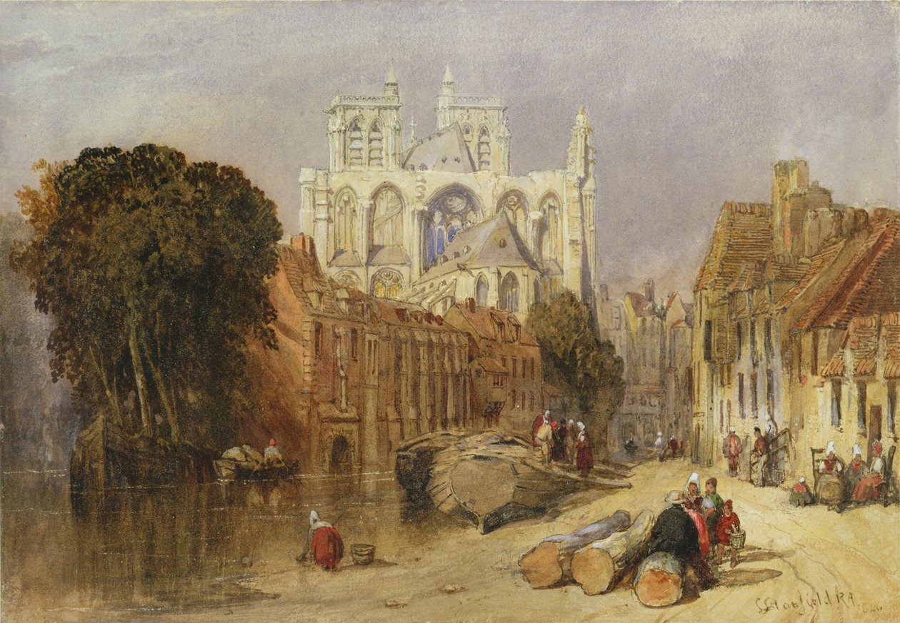 Abbeville (wc over grafitt på papir) av Clarkson Frederick Stanfield