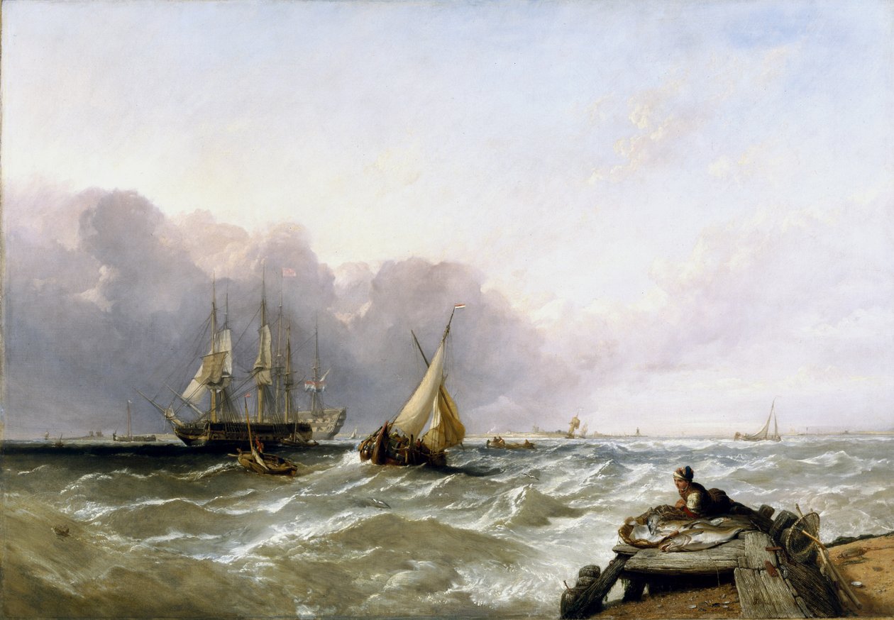 Frakt utenfor den nederlandske kysten, ca. 1830 av Clarkson Frederick Stanfield