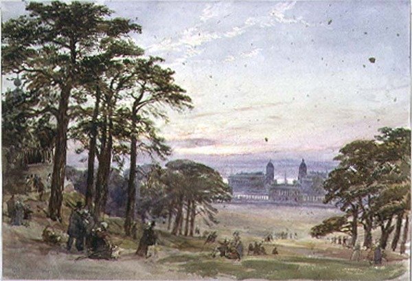 Greenwich Hospital fra Observatory, 1800-tallet av William Collingwood