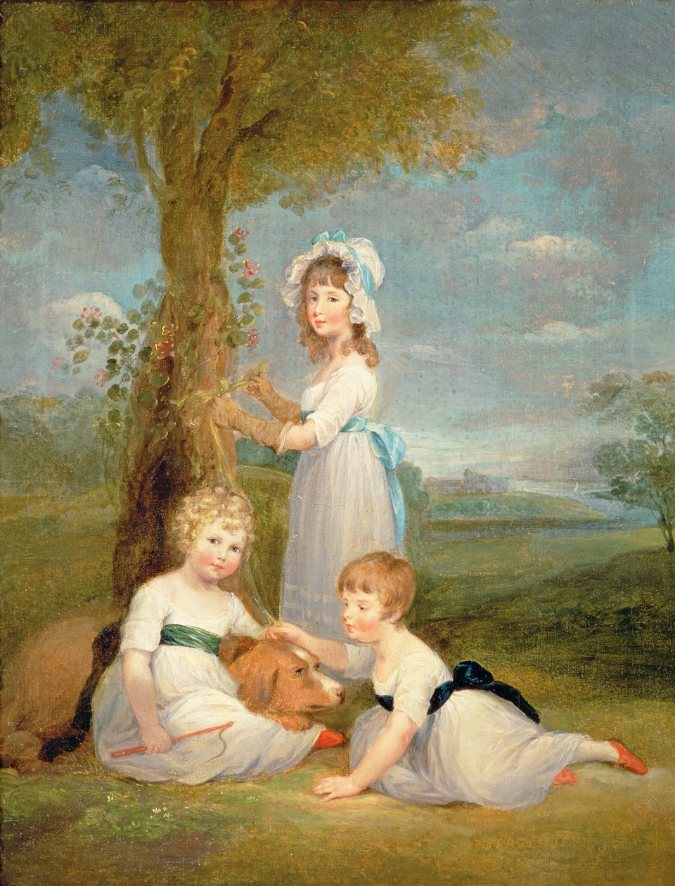 Jarlen av Lincoln, Lady Anna Maria og Lady Charlotte Pelham Clinton, barna til den fjerde hertugen av Newcastle av William Collins