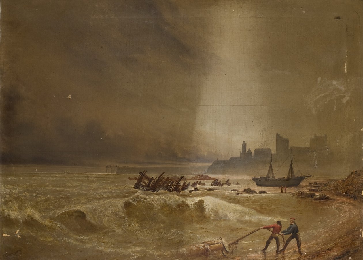 Sjølandskap utenfor Tynemouth, 1871 av William Connell