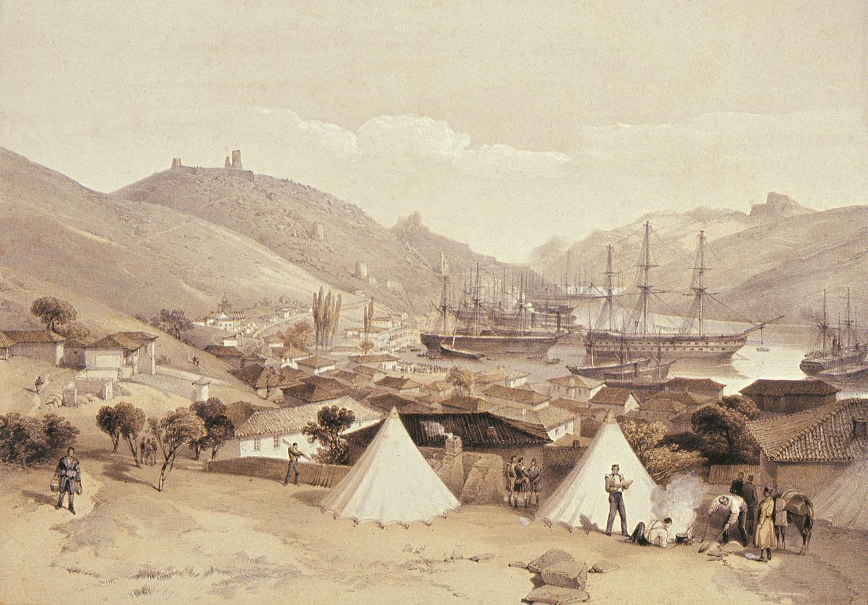 Balaklava ser mot havet, 1855 av William Crimea Simpson