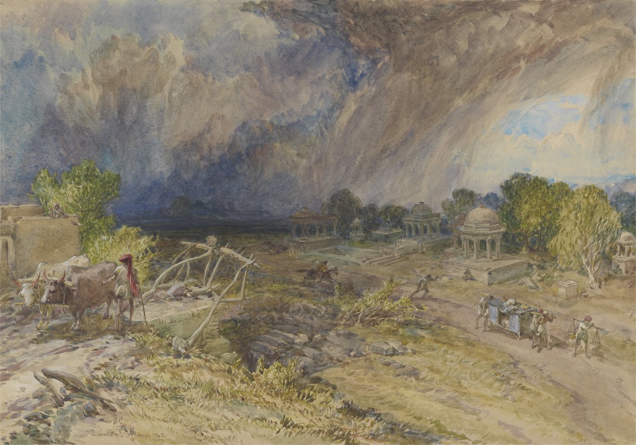 Støvstorm kommer, nær Jaipur Rajputana, 1863 av William Crimea Simpson
