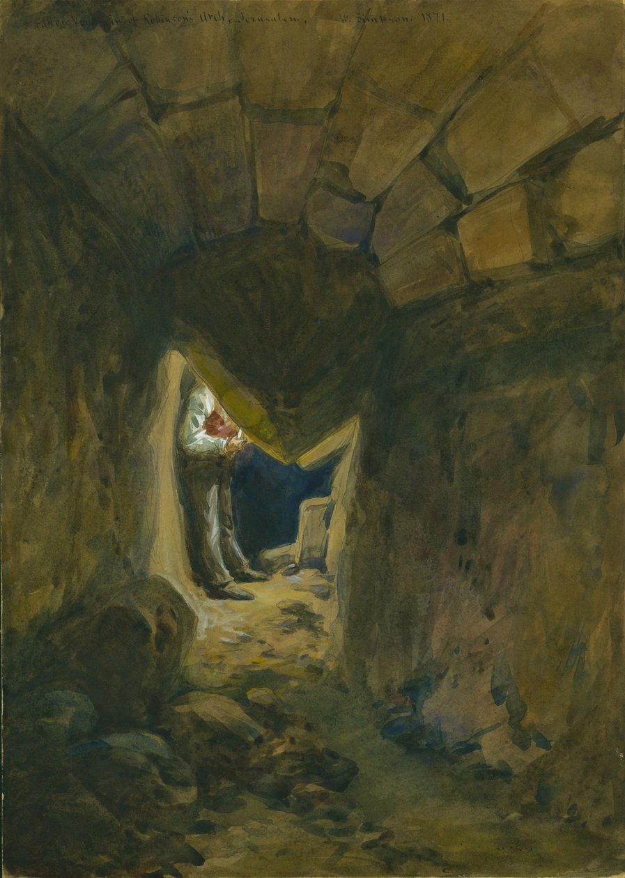 Fallen Voussoir of Robinson's Arch, Jerusalem, 1871 (wc og blyant på papir) av William Crimea Simpson