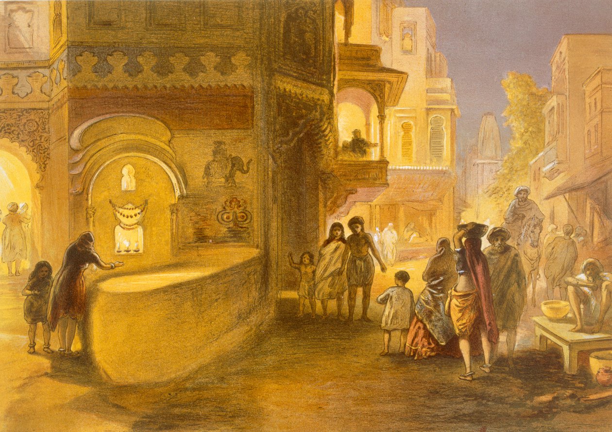 The Dewali eller Festival of Lamps, fra "India Ancient and Modern", 1867 av William Crimea Simpson