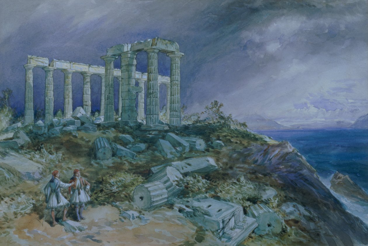 Poseidon-tempelet, Sunium, 1877 av William Crimea Simpson