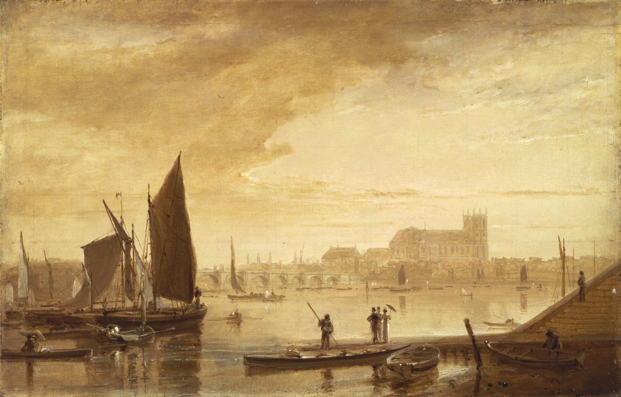 Westminster Bridge og Abbey av William Daniell