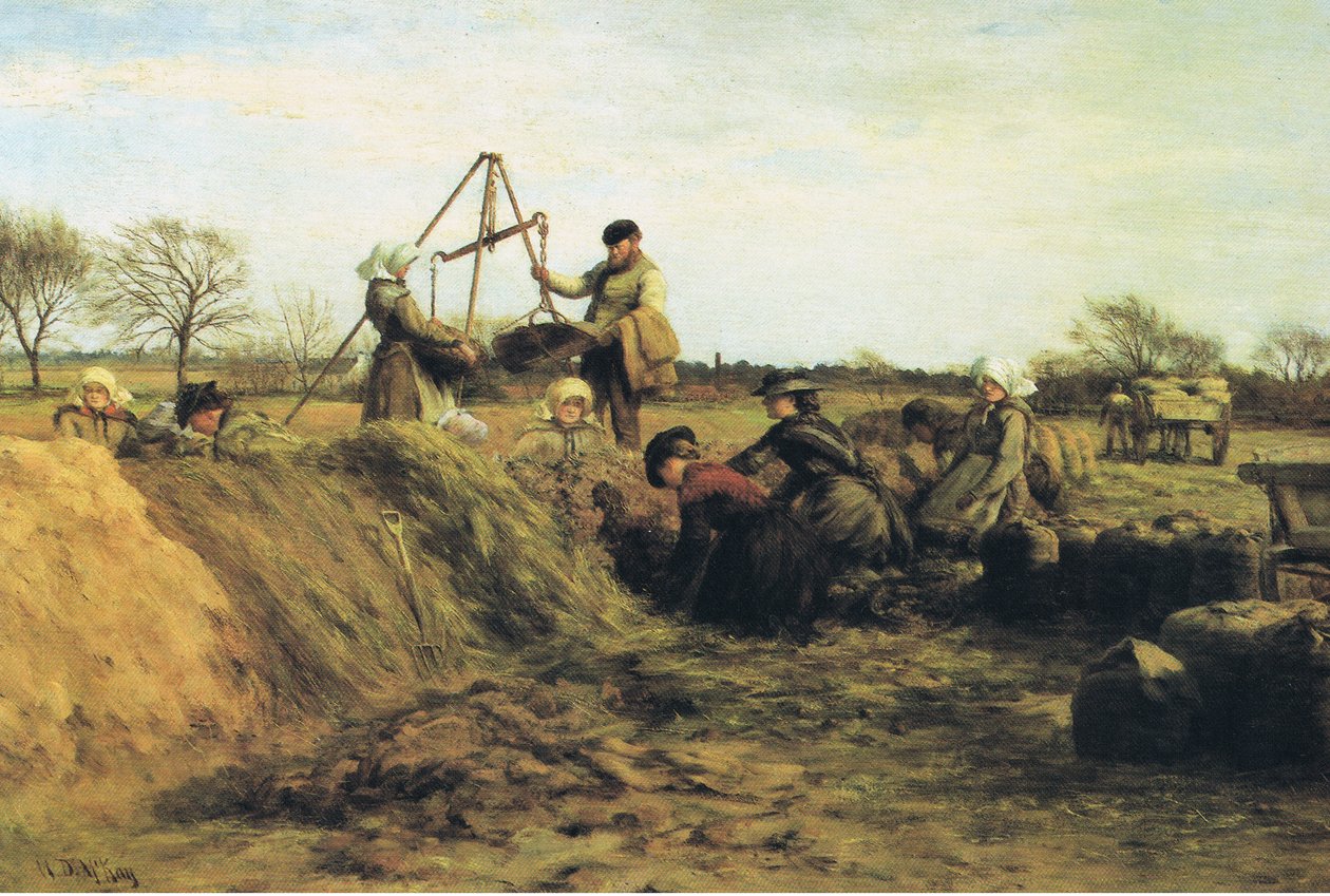 Åkerarbeid om våren - ved potetgropene av William Darling Mackay