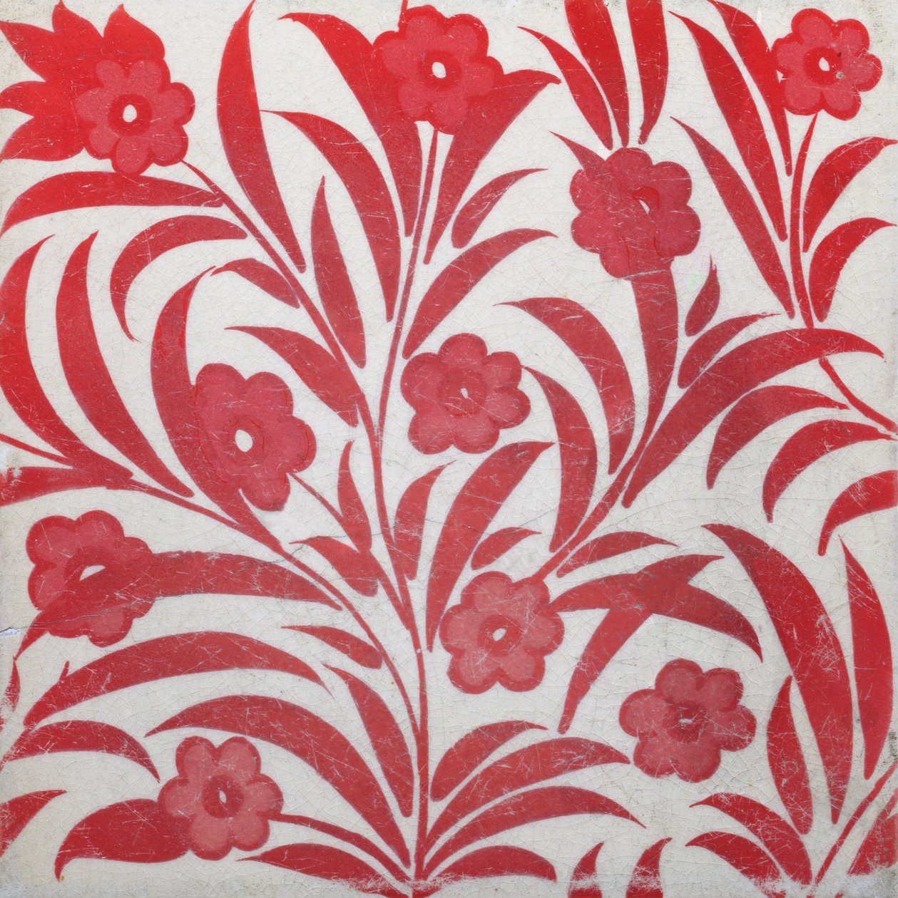 Fliser med blomsterdesign (keramikk) av William de Morgan
