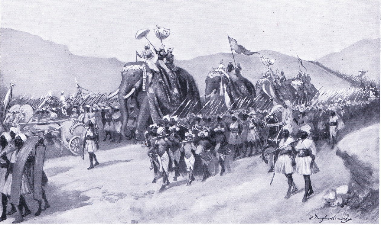 Vikramadaditya Gupta drar ut i krigen 395 e.Kr av William Douglas Almond