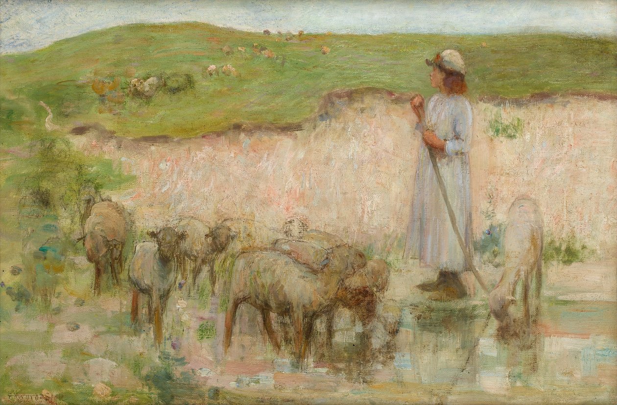 En studie for sauebasseng på South Downs av William Edward Stott