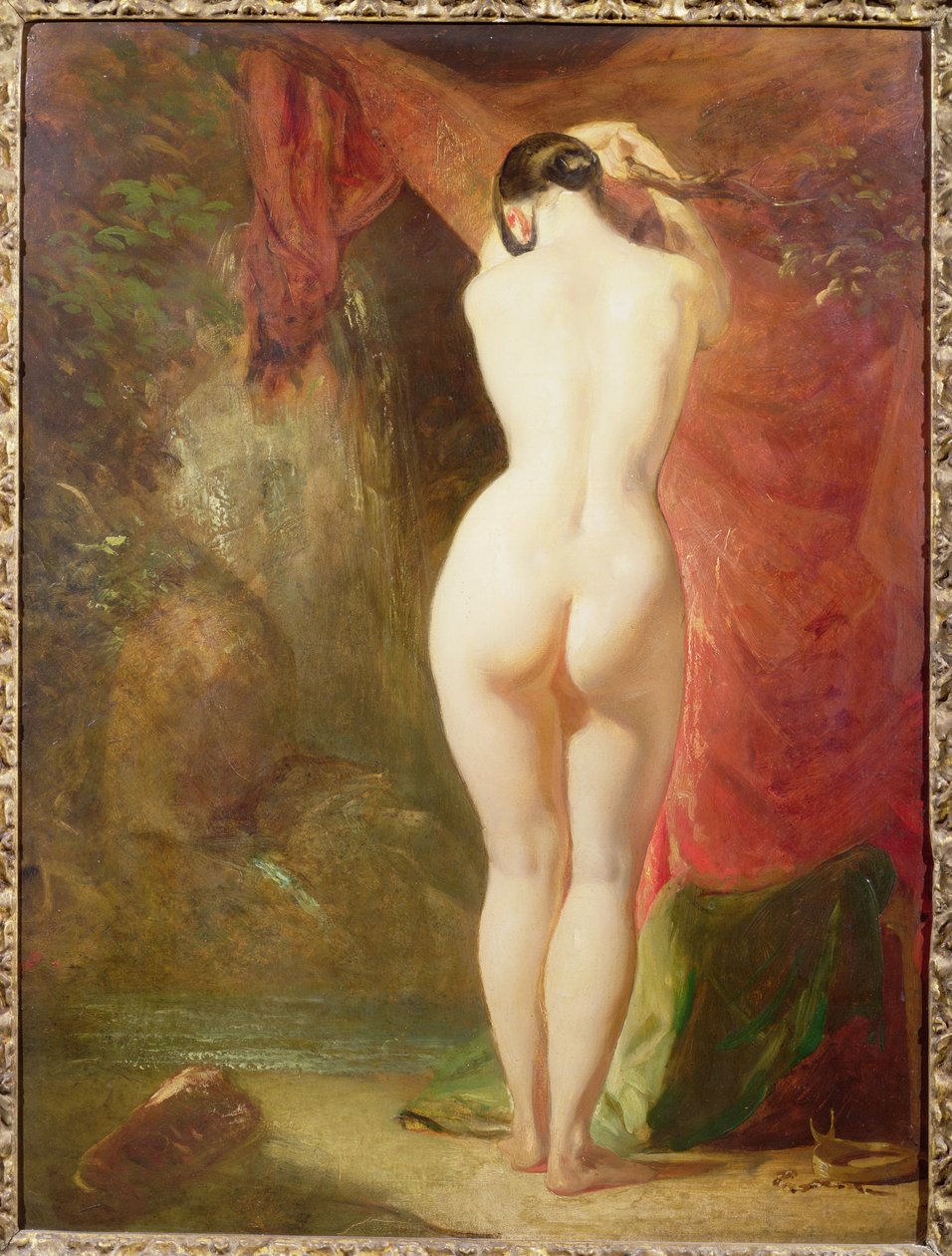 Diana står ved en foss (panel) av William Etty