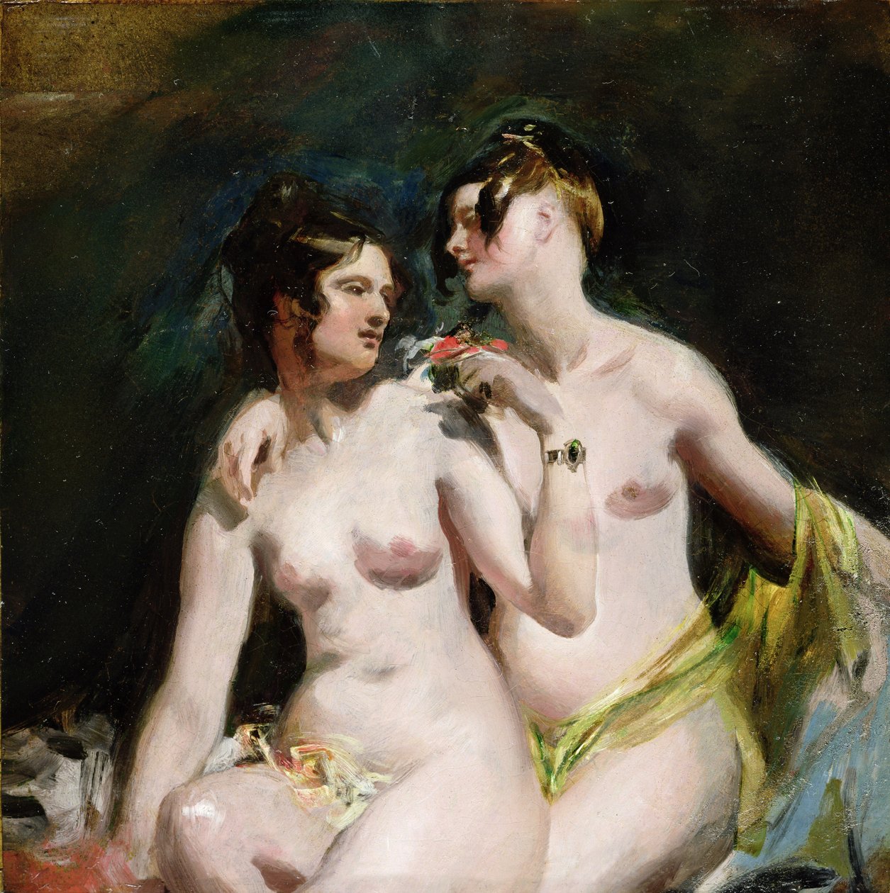 To kvinnelige nakenbilder (olje på papir på lerret) av William Etty