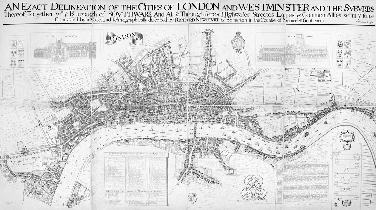 En eksakt avgrensning av byene London og Westminster og forstedene av William Faithorne