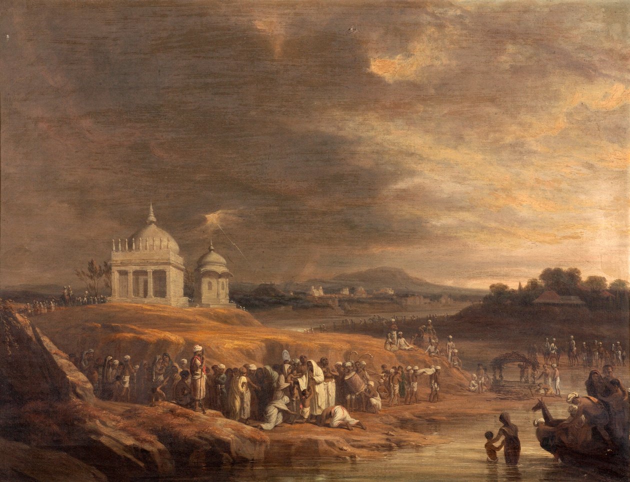 Indisk landskap med en begravelse av William Frederick Witherington