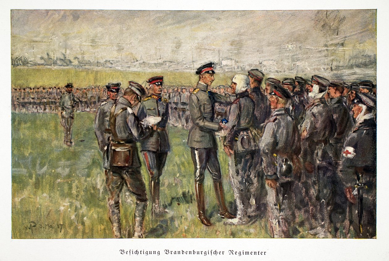 William, kronprins av Tyskland, besøker sårede tropper i felten, pub. 3. Maria 1917 av William Friedrich Georg Pape