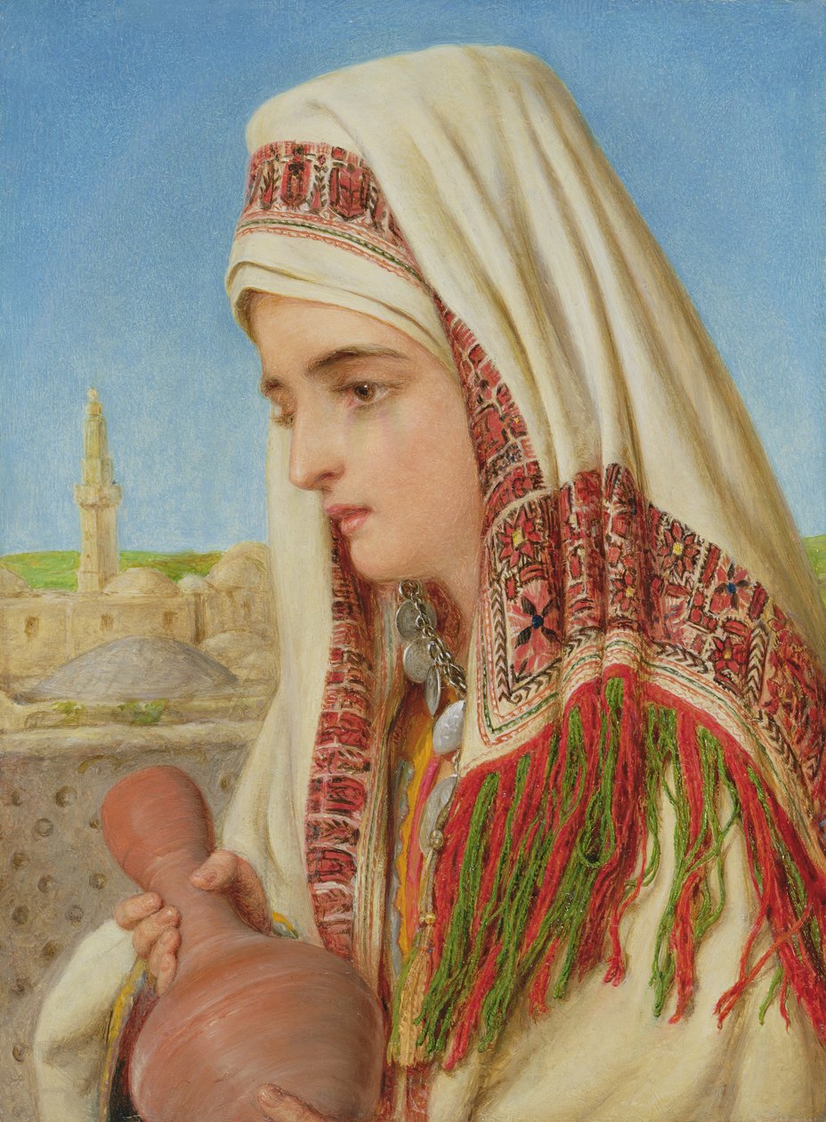 En arabisk kvinne med et hodesjal som bærer en vannkanne av William Gale