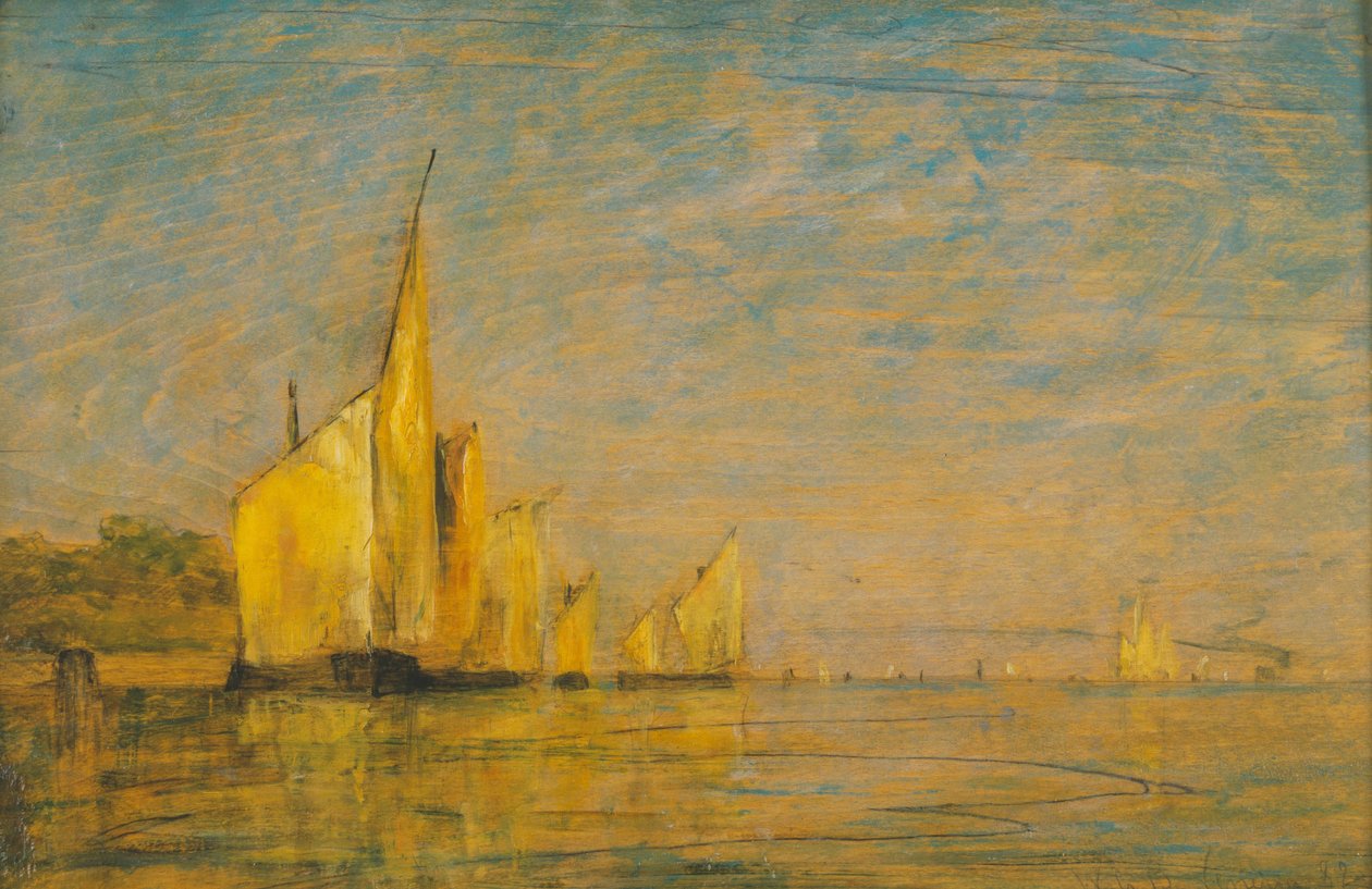 En gruppe båter, Venezia av William Gedney Bunce