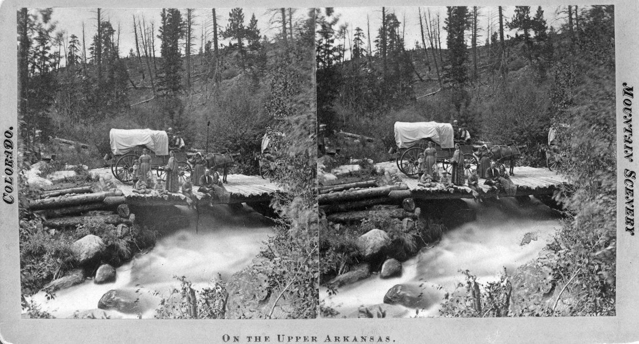 På Upper Arkansas, ca. 1870 (stereograf) av William Gunnison Chamberlain
