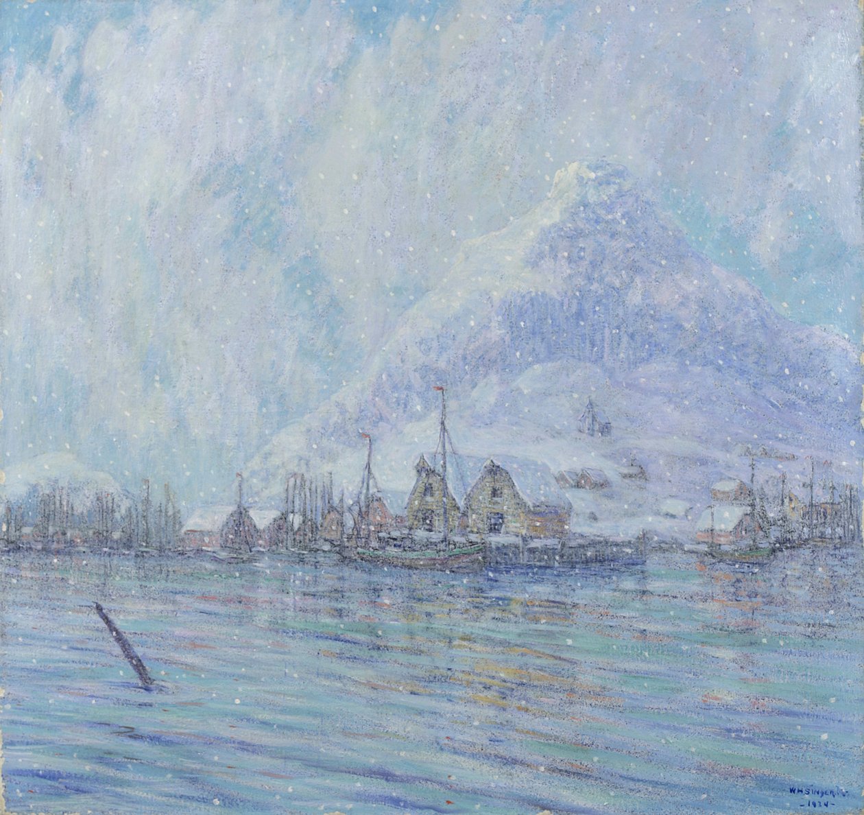Havn om vinteren, 1924 av William H. Singer