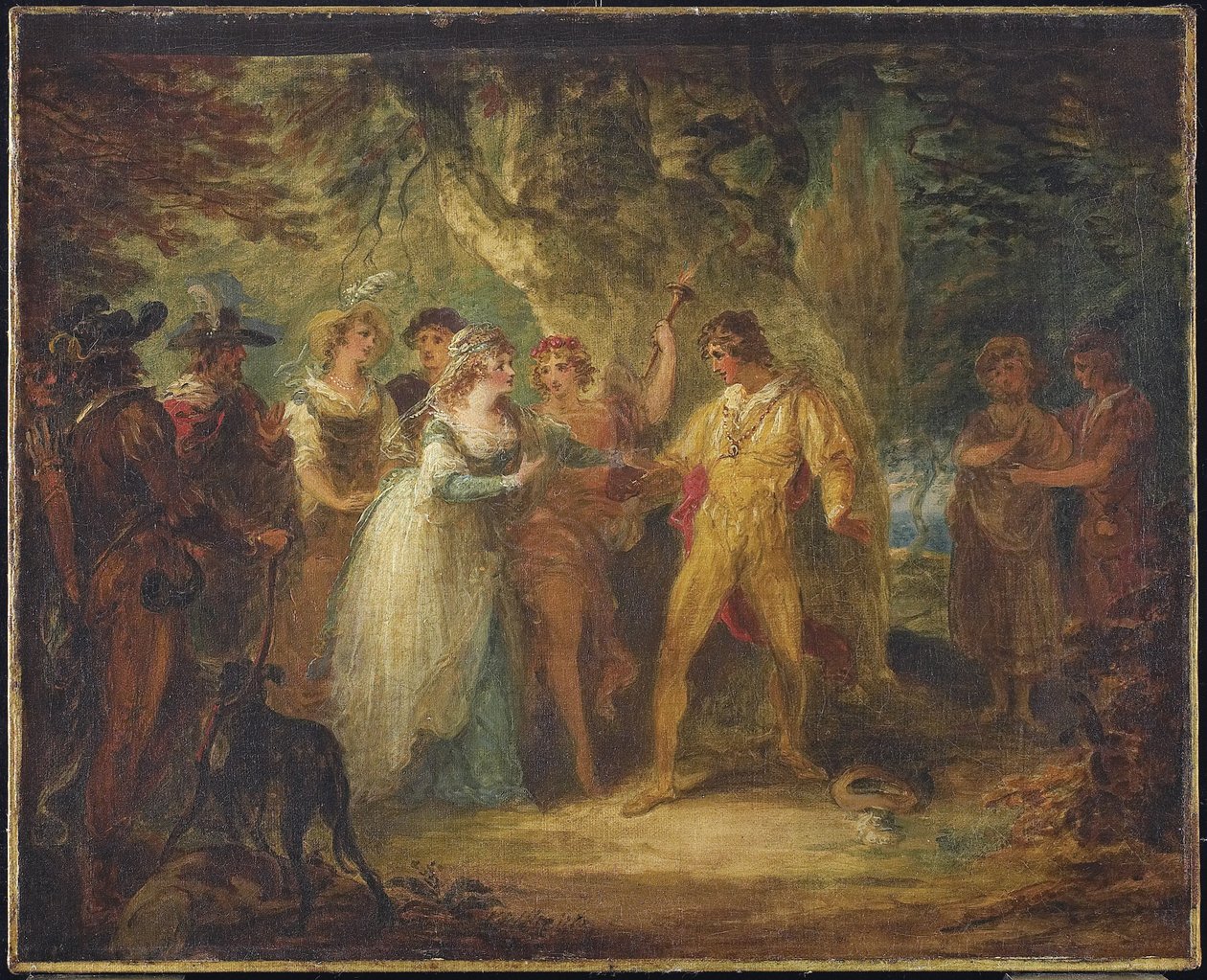 Rosalind og Orlando (Act V, scene IV fra Shakespeares As You Like It), ca. 1790 av William Hamilton