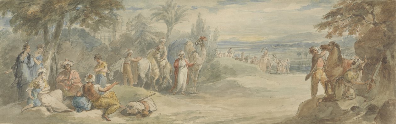 Reisende i Tyrkia (wc, penn og blekk over grafitt på papir) av William Hamilton