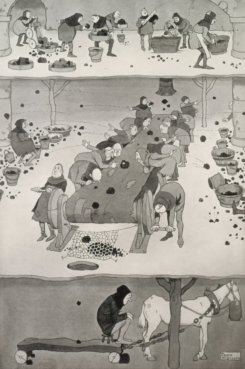 Siling og plukking, ca.1930 av William Heath Robinson