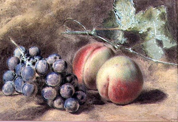 Druer og fersken, 1800-tallet av William Henry Hunt