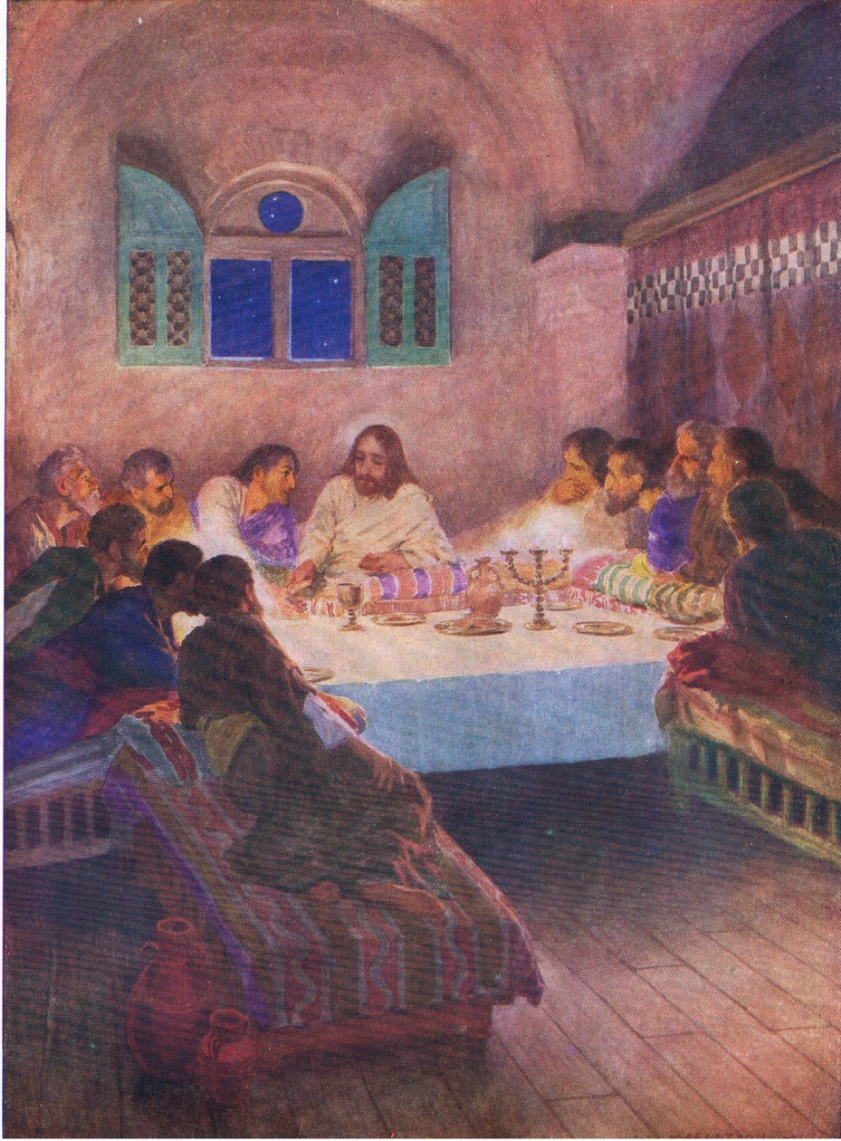 The Last Supper, fra The Bible Picture Book utgitt av Thomas Nelson, ca. 1950 av William Henry Margetson