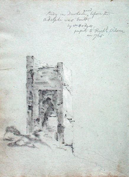 Studer i Durham-gården før Adelphi ble bygget, fra An Italian Sketchbook tilhørende Richard Wilson (1714-82) (kritt på papir) av William Hodges