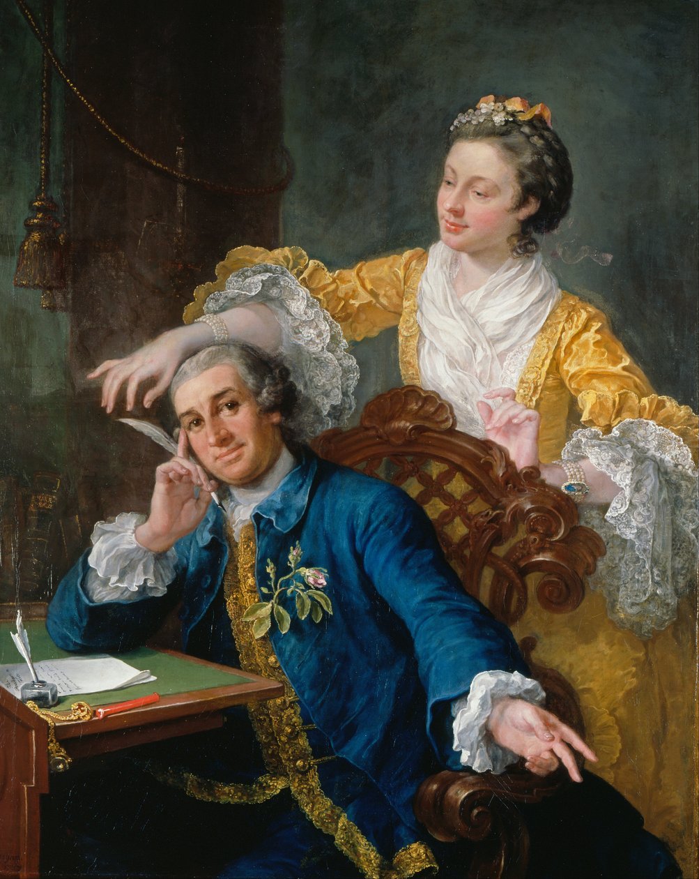 David Garrick (1717-79) med kona Eva-Maria Veigel, La Violette eller Violetti (1725 av William Hogarth