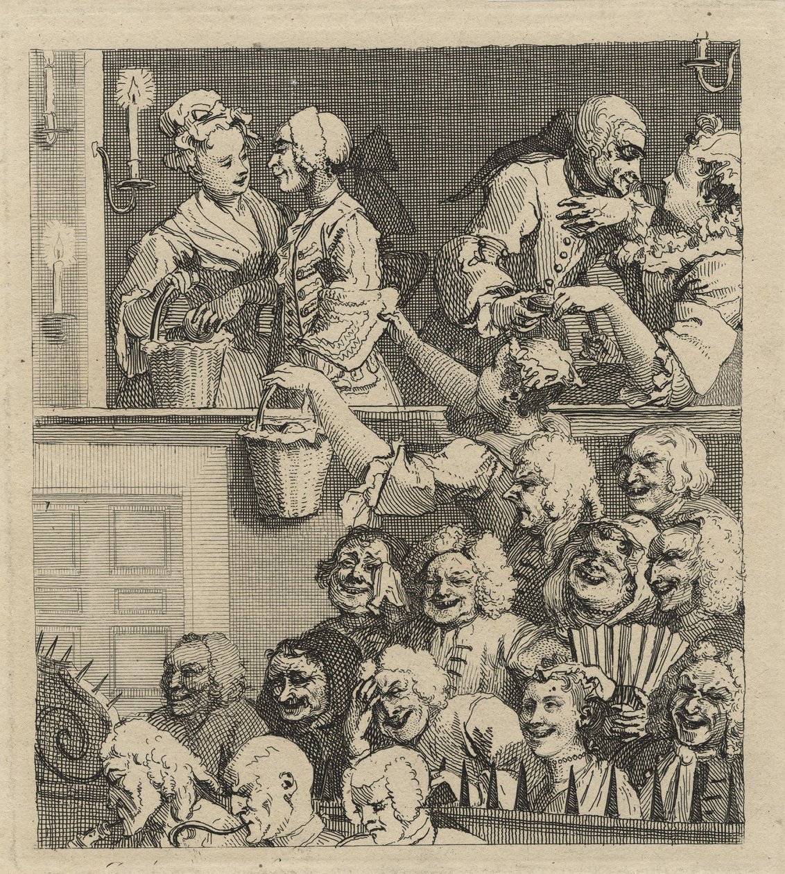 The Laughing Audience (eller et fornøyd publikum) av William Hogarth