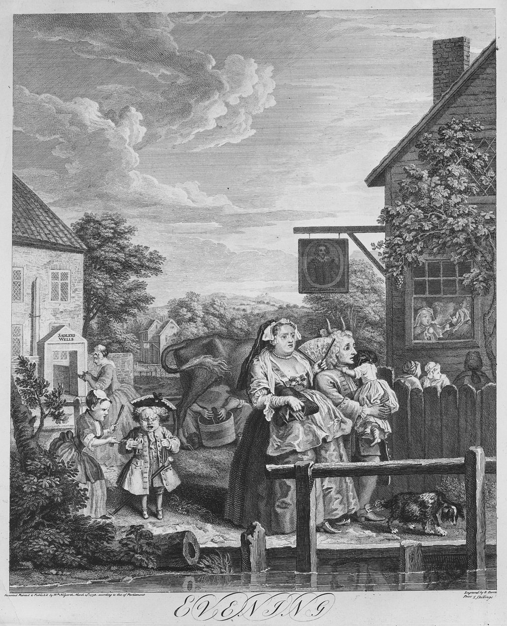 Tider på dagen, kveld, 1738 av William Hogarth