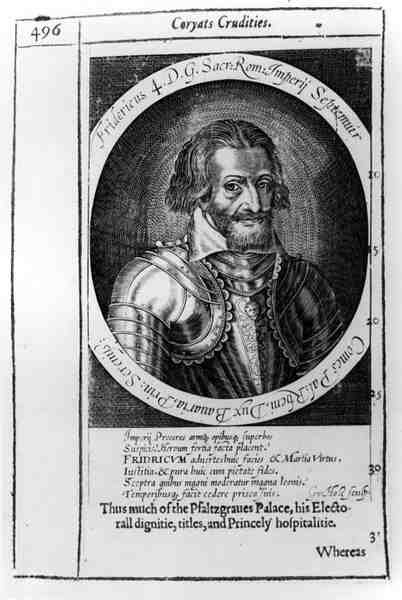 Portrett av Frederick IV (1415-1493), den hellige romerske keiseren, bokillustrasjon fra Coryats Crudities av William Hole