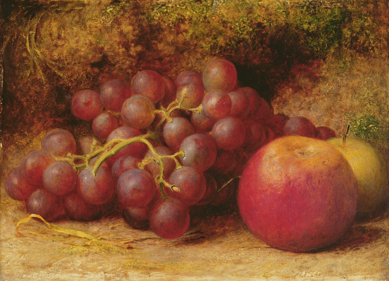 Stilleben med epler og druer, ca. 1860 av William J. Webbe or Webb